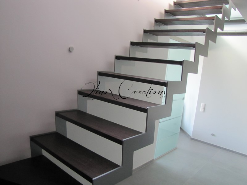 Escalier métal et bois double crémaillère