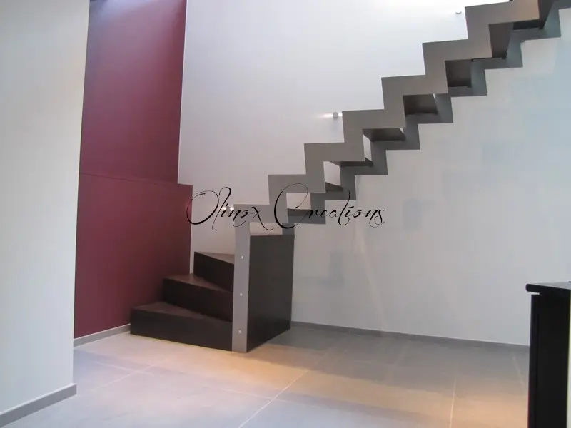 Escalier cube bois weng&eacute;