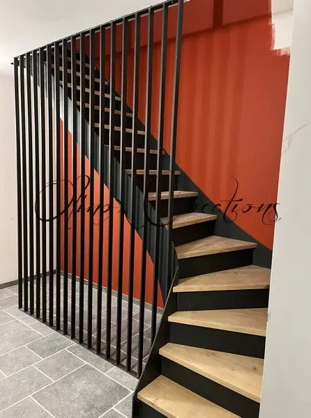 escalier m&eacute;tal et bois