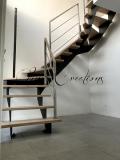 Escalier demi tournant avec garde corps inox 