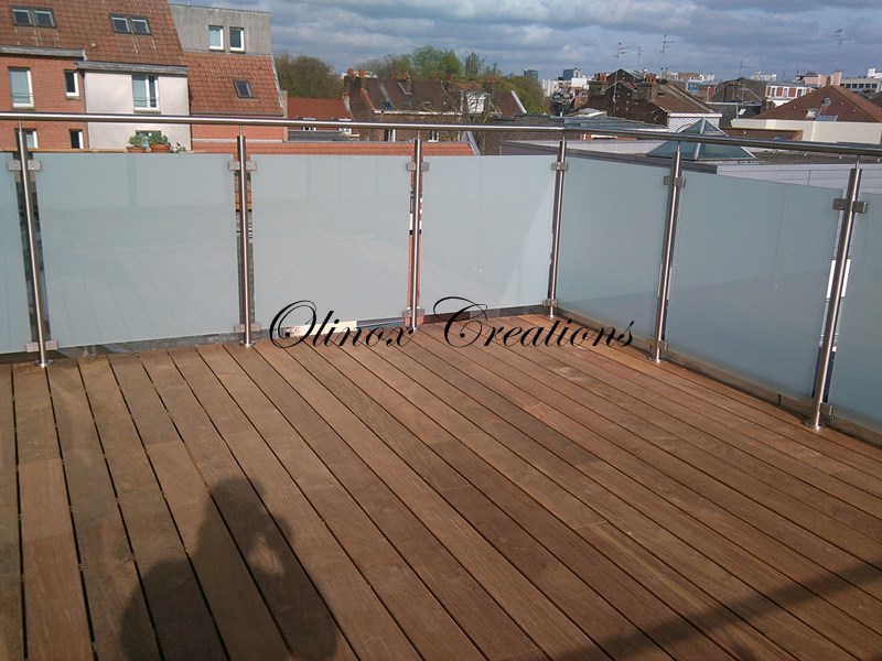Garde corps sur terrasse et verre Opalin